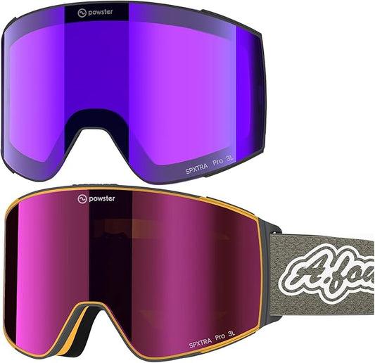 Ski Goggles Snow OTG Snowboard Goggles Magnetic Interchangeable Lens Frameless UV Protection Anti-fog mobile Skating
