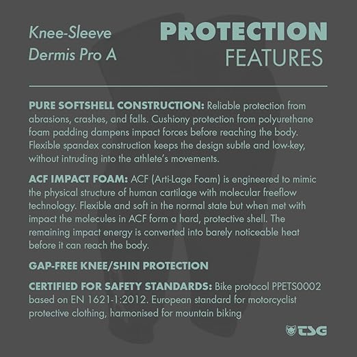 TSG Dermis Pro A Knee & Shin Guard – Lightweight, Slim-Line BMX & Enduro Pads with ACF Impact Foam, Softshell Construction, Breathable Spandex Sleeve, Ergonomic Fit, Abrasion-Resistant, Flexible & Comfortable - Pull Over Design