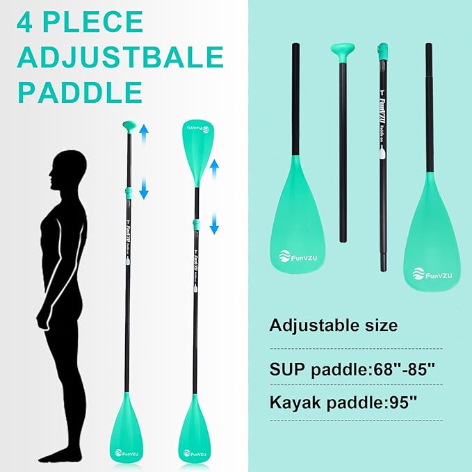 SUP Paddle, Stand Up Paddle Board Paddle Lightweight Adjustable 4-Piece Aluminium Kayak Paddles, Unique Lock Design Floating Alloy Shaft Paddle for Paddle Board