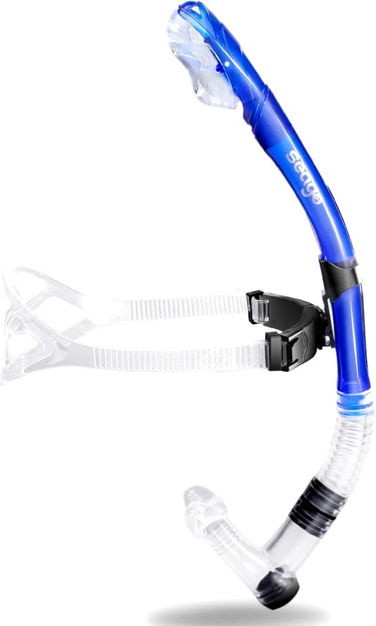 Seago Swim Snorkel for Lap Swimming, Dry Top Front Swimmer Snorkel for Adult Youth, Snorkel Gear Swimming Training Equipment in Pool and Open Water with Comfy Head Pads Food-Grade Silicone Mouthpiece