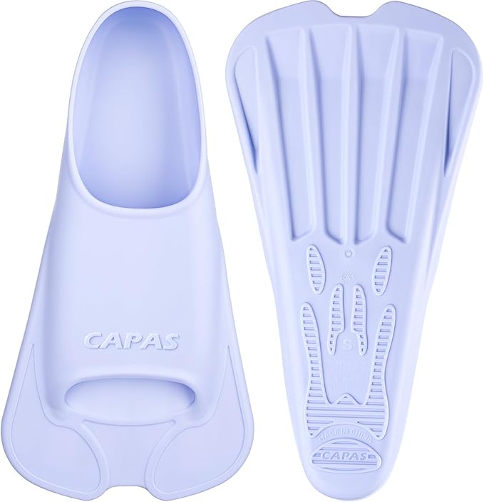 CAPAS Swim Training Fins Comfortable Silicone Lap Swimming Short Blade Floating Flippers with Mesh Bag for Adult Men Women Build Leg Strength
