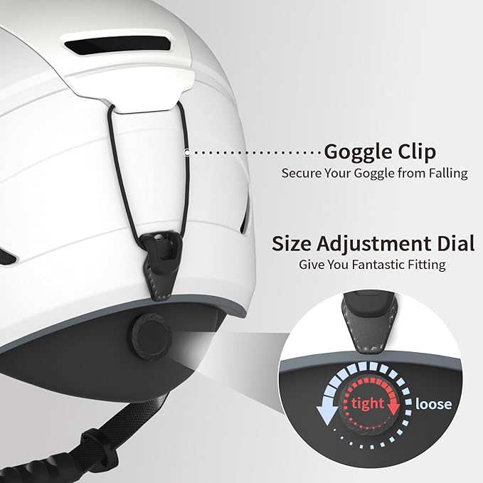 Ski Helmet for Women, Men & Youth, Snowboard Helmet with 7 Individual Air Vents, Snow Helmet with ABS PC Shell, EPS Foam, Dial Fit, Removable Fleece Liner and Ear Pads, Goggles Compatible