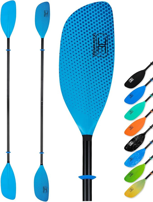 OCEANBROAD Kayak Paddle 86in/218cm, 90.5in/230cm Alloy Shaft 2-Piece Floatable Kayak Oar for Kayaking Canoeing Boating