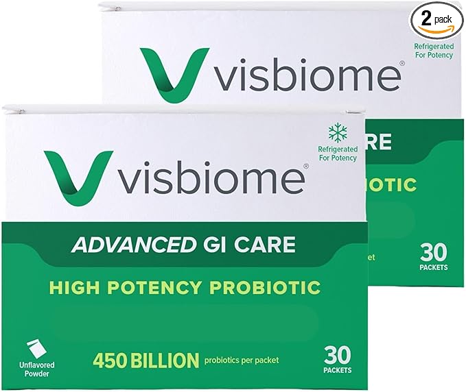 Visbiome® Advanced GI Care - High Potency Probiotic - 450 Billion CFU Live Probiotics, Original De Simone Formulation, 60 Packets of Unflavored Powder.