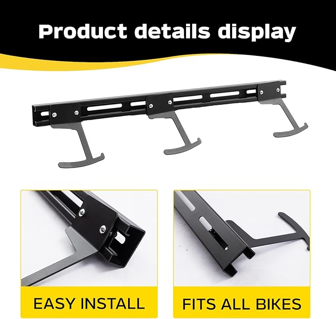 Bike Storage Rack Wall Mount Bike Rack | Steel Bike Mount Wall | Adjustable Bike Hangers for Garage (6 Bike Rack)