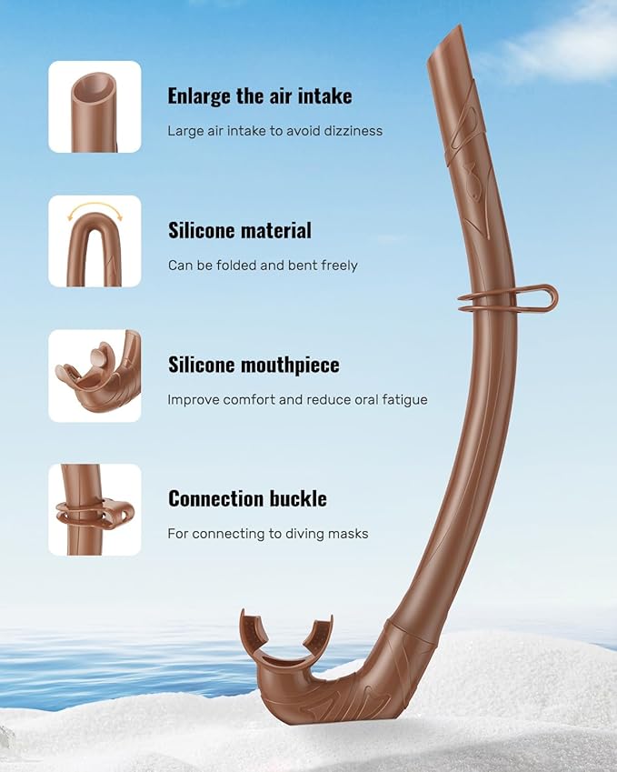 W WSTOO Adults Diving Snorkel Breathing Tube Silicone Flexible Foldable Snorkel Anti-Drop for Freediving Swim Training,Diving and Scuba Diving,Easy to Carry for Travel