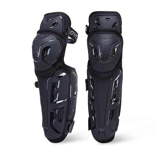 Scoyco Motorcycle Knee Shin Guards for Men - CE Level 1 Motocross Knee Pads Protective Gear with 45°-180° Knee Flexibility Design and Adjustable Elastic Band