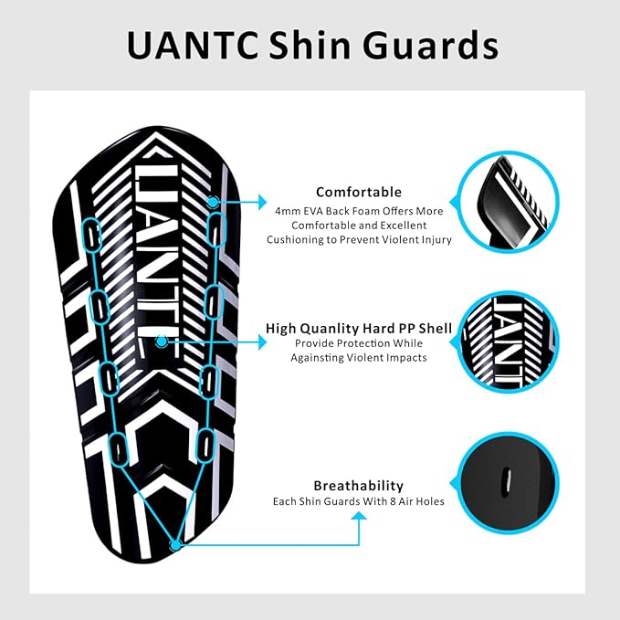 Shin Guards - Soccer Shin Guards with Cushion Protection for Kids/Adults