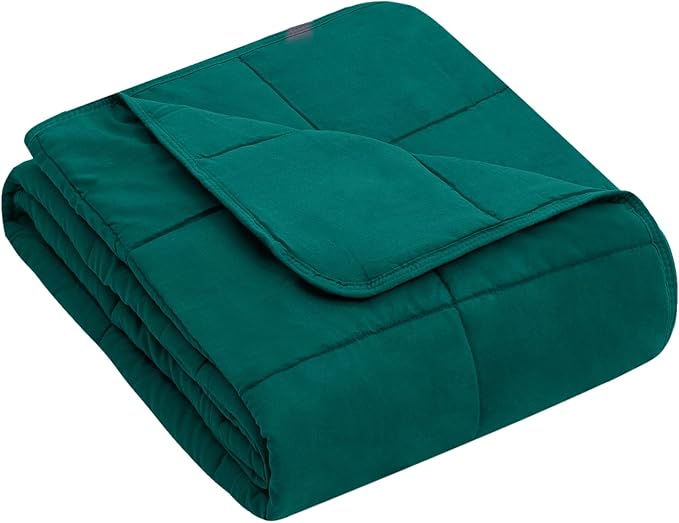 yescool Weighted Blanket (10 lbs, 41" x 60", Dark Green) Cooling Heavy Blanket for Sleeping Perfect for 90-110 lbs, Breathable Blanket with Premium Glass Bead, Machine Washable