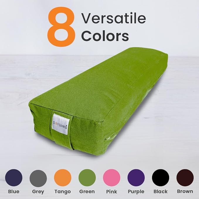 Sol Living Yoga Bolster Pillow Rectangular Meditation Cushion Cotton Meditation Accessories for Restorative Yoga Meditation Pillow Yoga Pillow Firm Body Pillow Bolster Pillow for Legs Removable Cover
