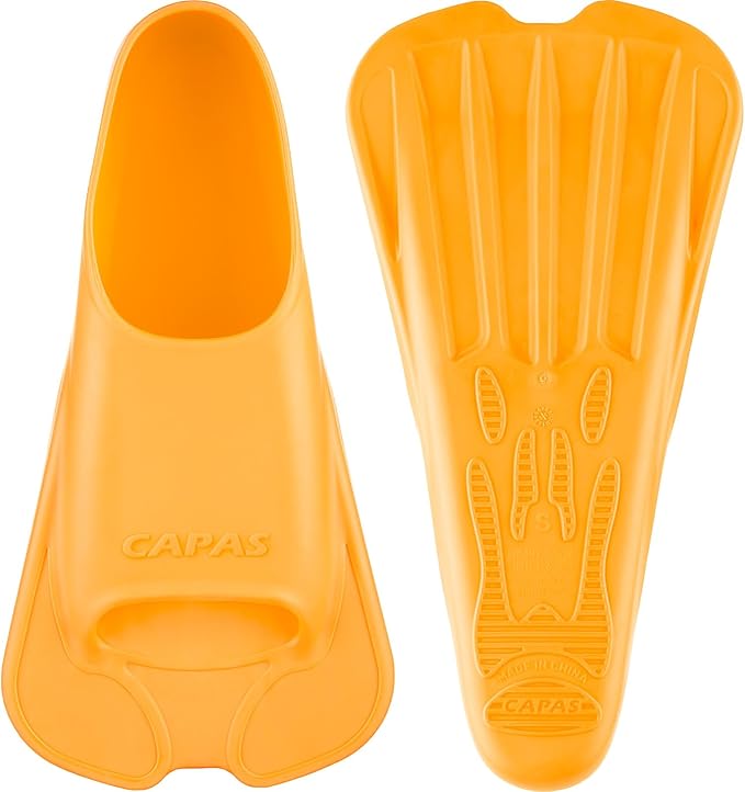 CAPAS Swim Training Fins Comfortable Silicone Lap Swimming Short Blade Floating Flippers with Mesh Bag for Adult Men Women Build Leg Strength