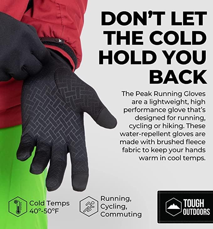 Tough Outdoors Running Gloves - Touch Screen Ski Glove Liners - Men's Winter Gloves - Glove Liners for Cold Weather