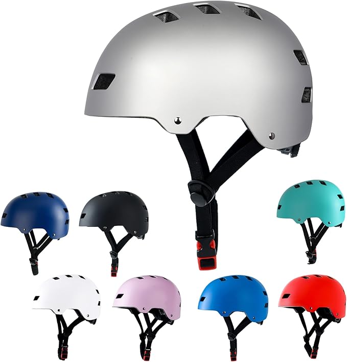 Bike Helmet 3 Sizes for Teenager Kids Youth Adults,Bavilk Skateboard Helmet Adjustable Multi-Sport Bicycle Cycling Scooter Roller Skate Inline Skating Rollerblading for Girls Boys Women Men Teen
