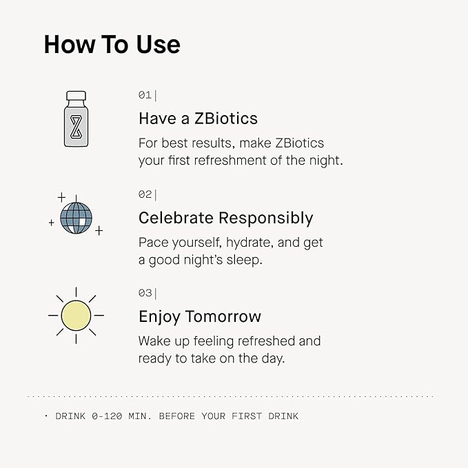 ZBiotics — Feel Better After Drinking, Wake Up Refreshed, Science-Backed, Patented Probiotic for Easier Mornings, Travel-Friendly, 6-Pack of 0.5 Fl Oz Bottles