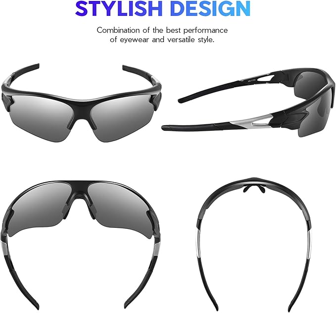 BEACOOL Polarized Sports Sunglasses for Men Women Youth Baseball Fishing Cycling Running Golf Motorcycle Tac Glasses UV400