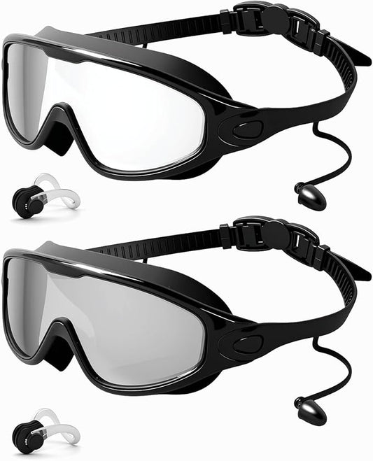 Rantizon Swim Goggles 2 Pack, Wide View Anti Fog&UV Swimming Goggles for Audlt, No Leaking Swim Glasses for Men Women Kids
