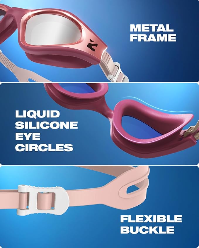 ZIONOR G1 Nava Super Anti-Fog Unisex Swim Goggles Mirror/Bright Smoke Lens