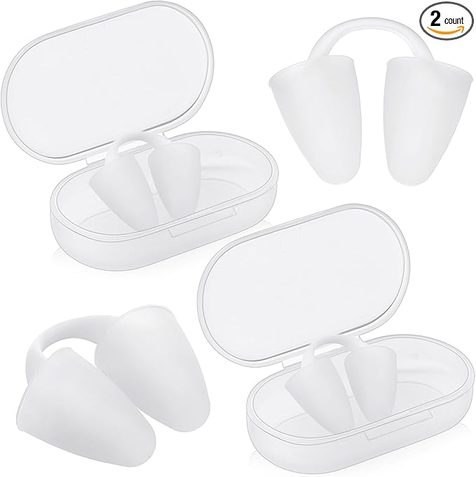 2 Pack Nose Plugs for Swimming for Adults and Kids (Age 7-12), Waterproof Soft Silicone Swimming Protectors Nose Block Nostril Plugs for Swimmers Surfers Water Sports