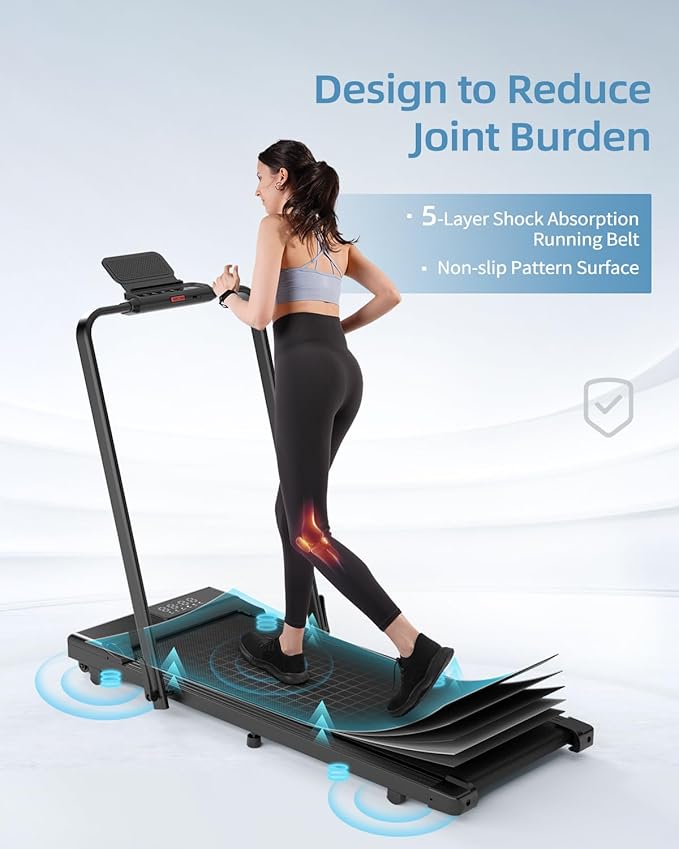 Walking Pad Treadmill with Handle Bar 3.0 HP Foldable Treadmills 300LBS Capacity Folding Walking Pad 3 in 1 Under Desk Treadmill Remote Control with APP