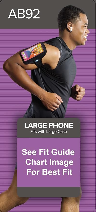 Tune Belt AB92EX3 Running Armband for iPhone 16/15/14/13 Pro Max, Plus, Galaxy Ultra/Plus/Note – Fits Large Phone with Large Case, Phone Holder Includes EX3 Strap Extender for XL Biceps (Black)