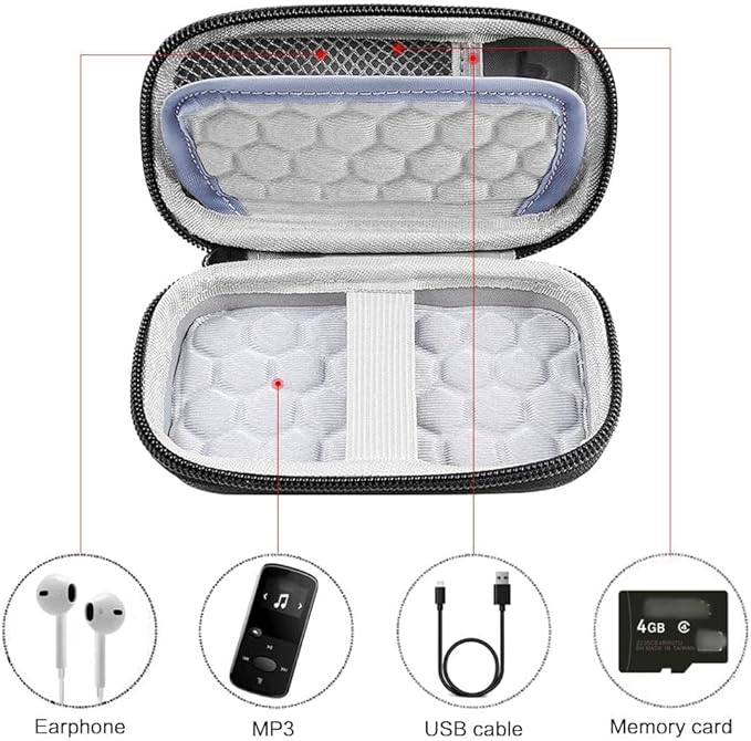 MP3 & MP4 Player Case for Luoran/for innioasis/for TIMMKOO/for MYMAHDI/for Phinistec/Music Players Bluetooth. MP3 Player for Kids Storage Box Fit for Earbuds, USB Cable and More (Bag Only)