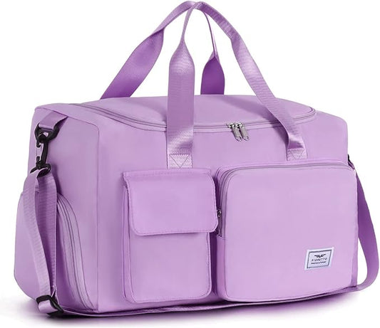FIORETTO Women's Gym Duffle Bag with Shoes Compartment, 37L Capacity, Ideal for Travel, Gym, Sports, Duffel, Weekender