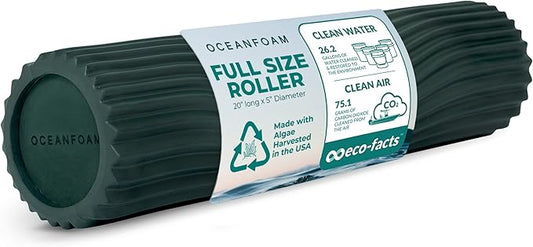 Oceanfoam Tidal Roller - Hunter - Muscle Massage Foam Roller for Back Pain & Stretching - Firm and Ergonomic Wide Wave Textured - Yoga, Athletics, & Wellness - Full Size, 20" x 5"