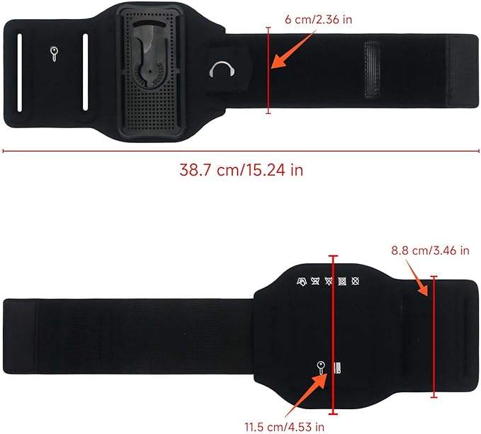 Wristband Phone Holder for Running, 360°Rotation & Detachable Sports Armband with Key Holder for iPhone 16/15/14/13/12/Pro/Pro Max/XS/XR/X/8/7/6/Plus, Fits 4.5-7 Inch Smartphones (Grey)