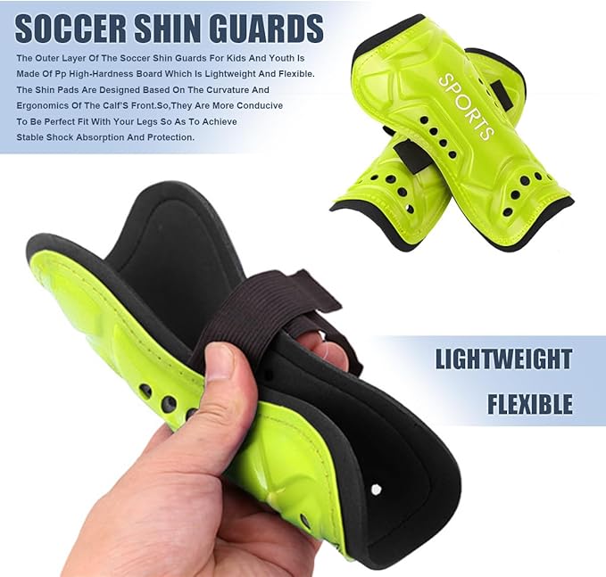 Youth Soccer Shin Guards for Kids Shin Pads Child Calf Protective Gear Protective Soccer Equipment for Boys Girls Children 3-15 Years Old