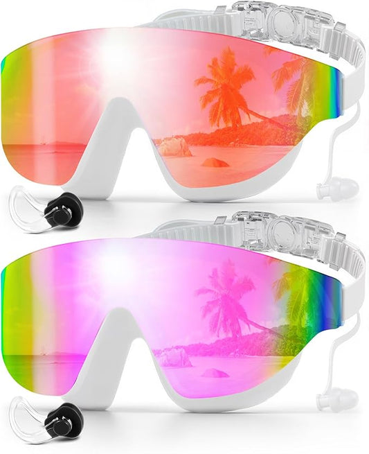 Swim Goggles, Frameless Wide View Swimming Goggles, Anti-Fog Anti-UV No Leaking Pool Goggles for Men Women Adult