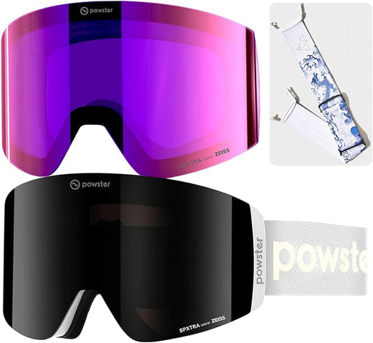 Ski Goggles Snow OTG Snowboard Goggles Magnetic Interchangeable Lens Frameless UV Protection Anti-fog mobile Skating