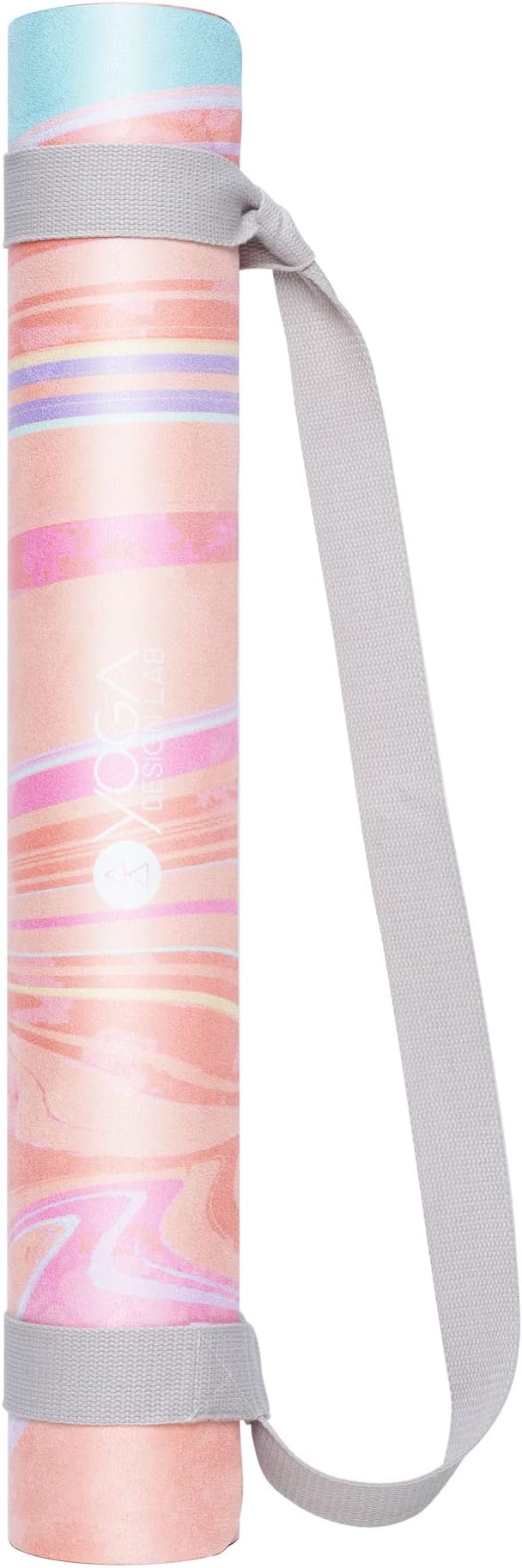 YOGA DESIGN LAB | The Combo Yoga Mat | 2-in-1 Mat+Towel | Eco Luxury | Ideal for Hot Yoga, Power, Bikram, Ashtanga, Sweat | Studio Quality | Includes Carrying Strap!