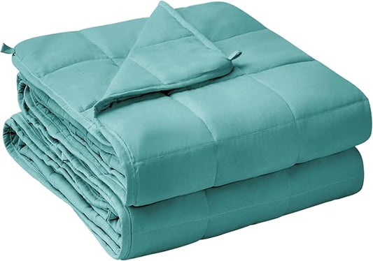 yescool Weighted Blanket for Adults (18 lbs, 60" x 80", Teal) Cooling Heavy Blanket for Sleeping Perfect for 170-190 lbs, Queen Size Breathable Blanket with Premium Glass Bead, Machine Washable