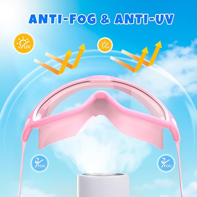 Swim Goggles for Kids 3-15 with Earplugs Large Frame Anti-Fog/UV Swimming Goggles for Boys Girls Toddler 2PCS