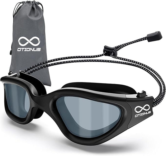 Swim Goggles, Polarized Adult Swimming Goggles Bungee Strap No Hair Pulling Anti-fog Pool Goggles for Men Women