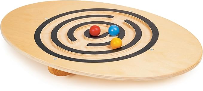 Mentari Toys - Wobble Board - 4pc Balance Maze with Colorful Balls - Wooden Balance Board for Core Strength and Coordination - Develops Focus and Motor Skills in Kids - Age 3+