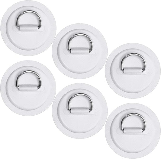 TOBWOLF 6 Pack Stainless Steel D-Ring Patch for Inflatable Boat Kayak Dinghy SUP, D-Ring PVC Patch Stand-Up Paddleboard Canoe Rafting Accessories, NO Glue Included