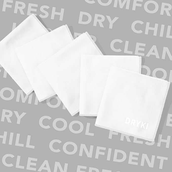 Pocket-Sized Sweat Towels - The Original Sweat Absorbing Handkerchiefs - Quick-Dry Microfiber Sweat Rags for Face, Hands, & Body - Men & Women - Gym, Sports, and Work (White: 5 Pack)