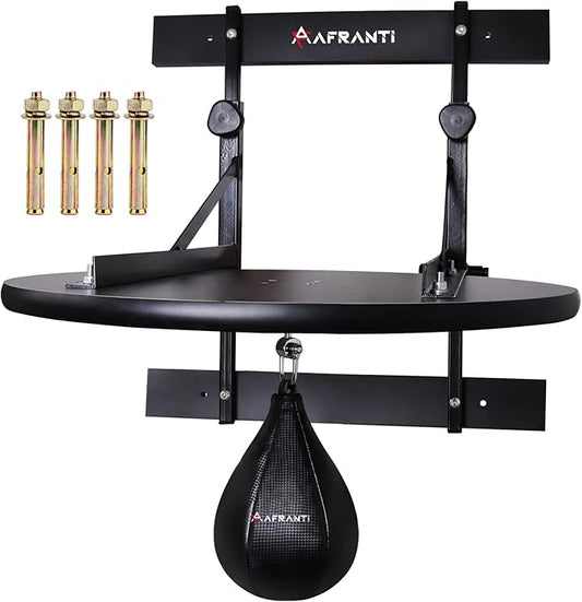 Heavy Duty Adjustable Speed Bag Platform Kit 24" + Speed Punching Ball (10"x7") Adjustable Height Wall Mount Professional Fitness Ball Boxing Reaction Training Kit