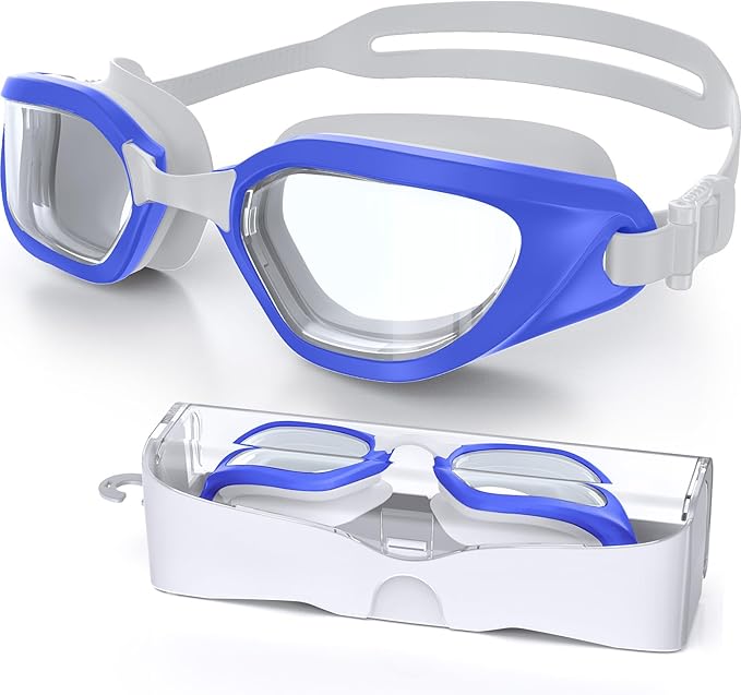 Swim Goggles, Unisex Adult Swimming Goggles Anti Fog Anti UV No Leakage Wide View for Men Women Youth