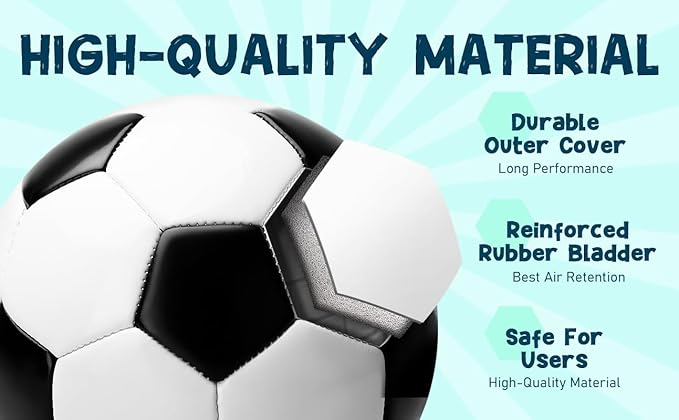 Soccer Ball Size 3/4/5 with Pump & Bag - Pack of 1, 2 or 3 - Official Size & Weight - Classic Black & White - Indoor Outdoor Use - Durable & Long-Lasting - Ideal Gift for Toddler, Kids, Youth & Adults