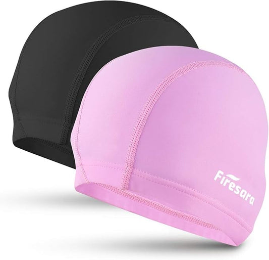 Firesara Fabric Swim Cap, High Elasticity Swimming Cap Keeps Hair Clean Breathable Fit Both Long Hair Short Hair, Swim Caps Woman Girls Men Kids One Size Hat