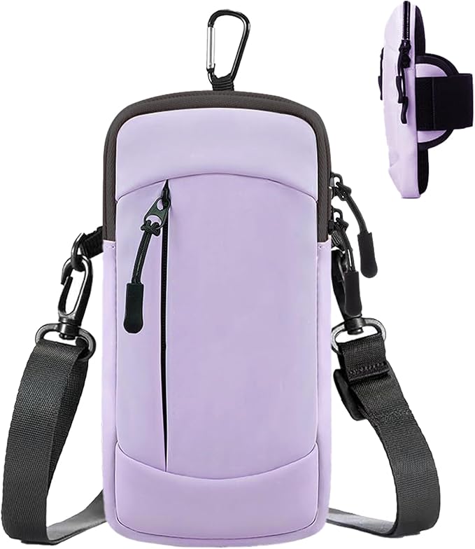 Cell Phone Crossbody Bag with Arm Band, Waterproof Phone Holder Pouch Fits iPhone & Android up to 7'', Small Sling Shoulder Purse for Running, Hiking, Travel, Workout (Purple)