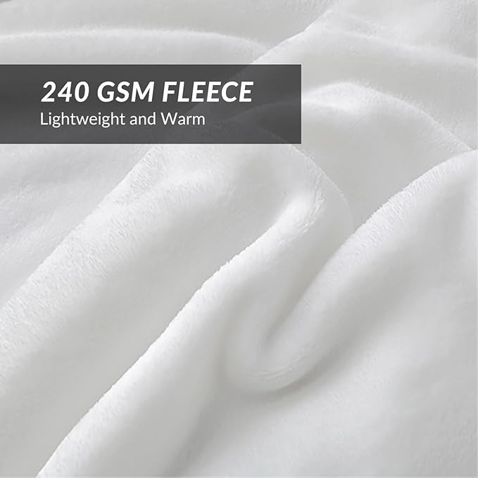 Bedsure Fleece Blanket Twin Size White - 300GSM Lightweight Plush Fuzzy Cozy Soft Warm Blanket for Bed, Sofa, Couch, Travel, Camping, 60x80 inches