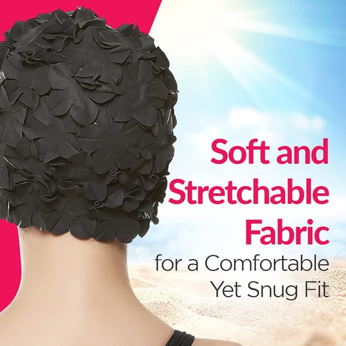 BEEMO Floral Petal Ladies Bathing Swim Cap Women Retro Swim Hat Long/Short Hair