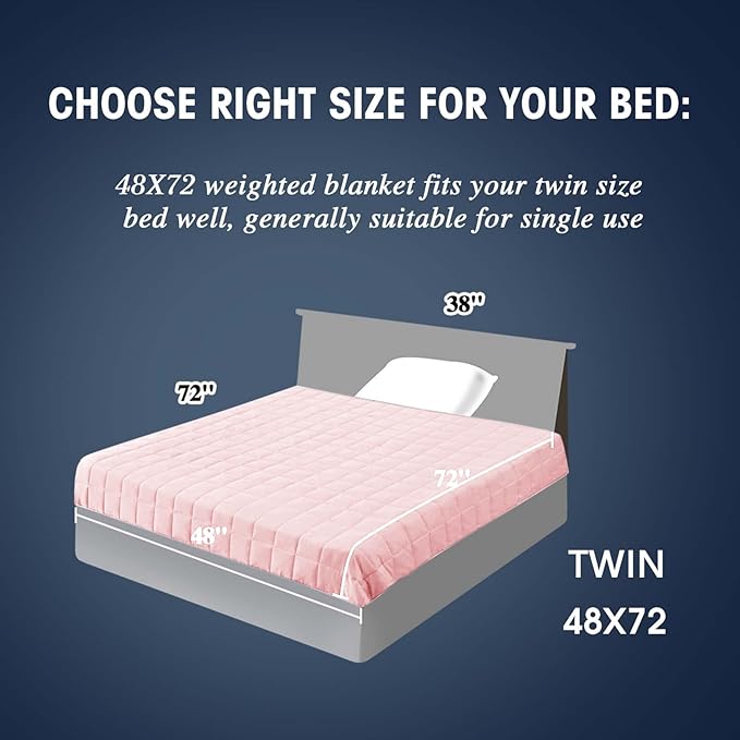 yescool Weighted Blanket for Adults (17 lbs, 48" x 72",Pink Grey) Cooling Heavy Blanket for Sleeping Perfect for 160-180 lbs, Twin Size Breathable Blanket with Premium Glass Bead, Machine Washable