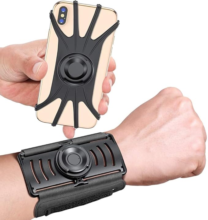 VUP Detachable Cell Phone Running Armband 360°Rotatable for iPhone 16/15/14/13/Pro Max/Pro/Mini/12/11, Fits All 4-6.9 Inch Smartphones, with Key Holder,Phone Holder for Running Hiking Biking (Black)