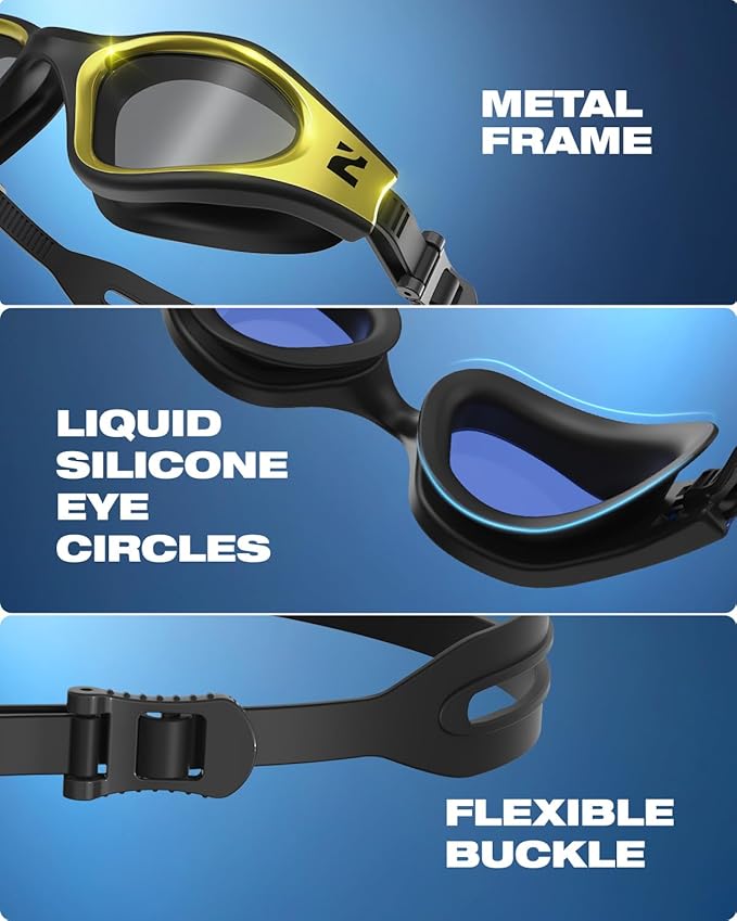 ZIONOR G1 Nava Super Anti-Fog Unisex Swim Goggles Mirror/Bright Smoke Lens