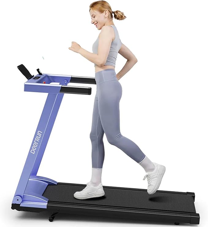 DeerRun Treadmills for Home with Incline and Handles, 3.5 HP Foldable Treadmill 350 LBS Weight Capacity for Small Spaces, Folding Running Machine with Smart APP