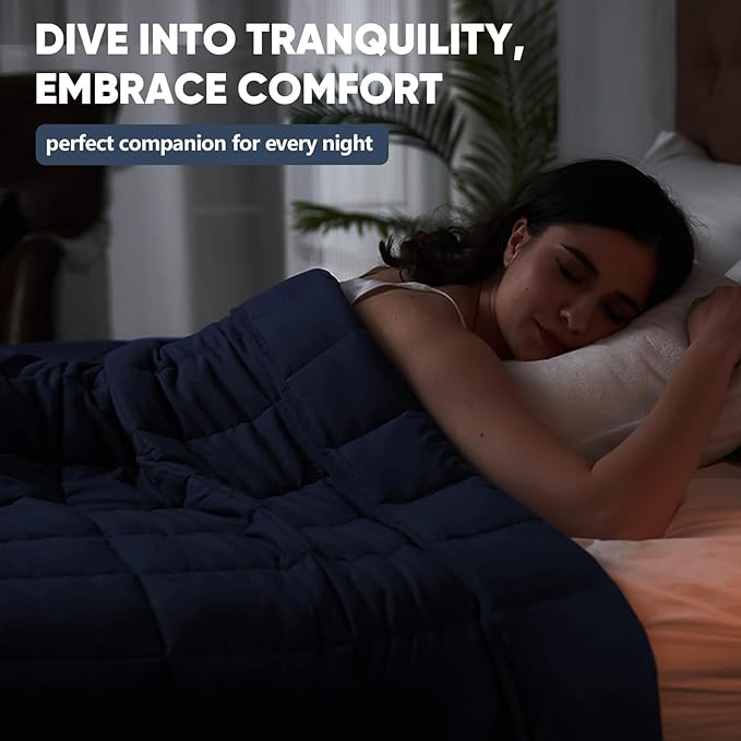 yescool King Size Weighted Blanket for Adults (25 lbs, 80” x 87”, Blue) Cooling Heavy Blanket for Sleeping Perfect for 240-260 lbs, Breathable Blanket for Adults & Couple All Season, Machine Washable